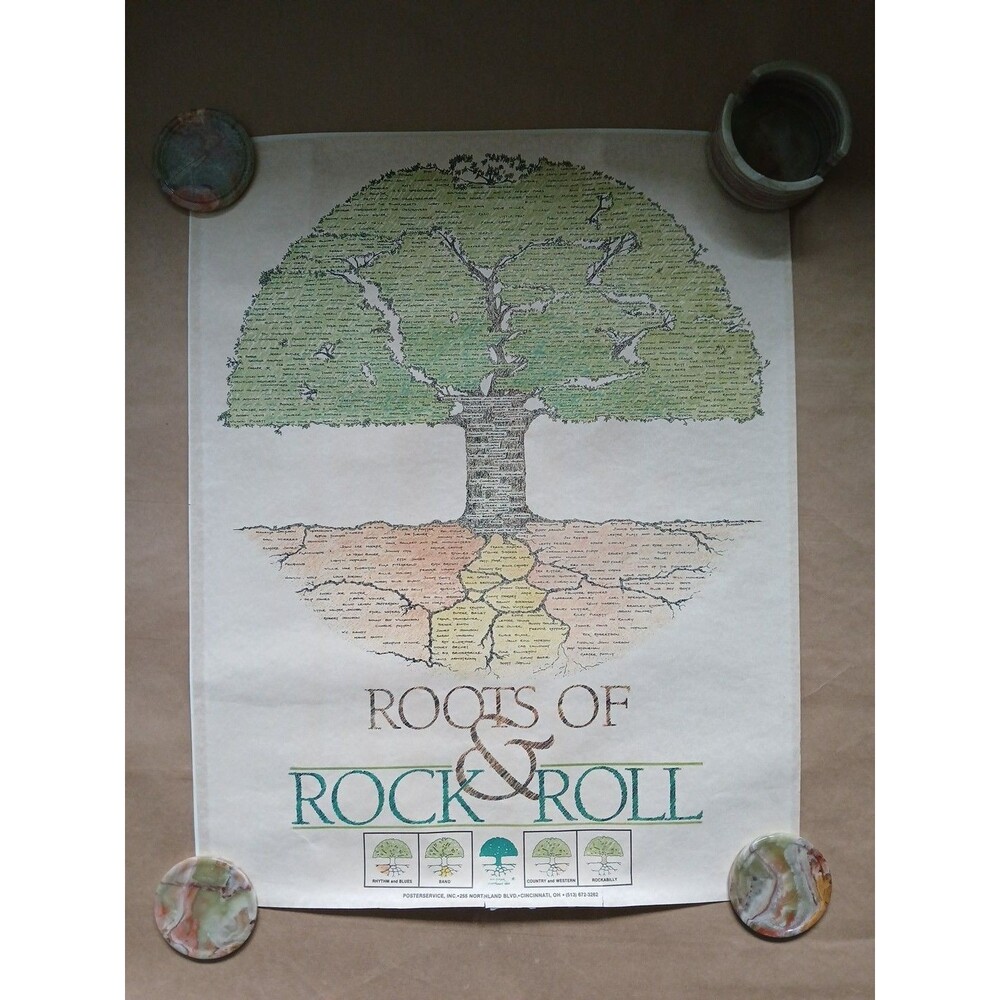 Rare Vintage 1989 Roots Of Rock & Roll Poster Whitmar Publishing 22" X 28"
